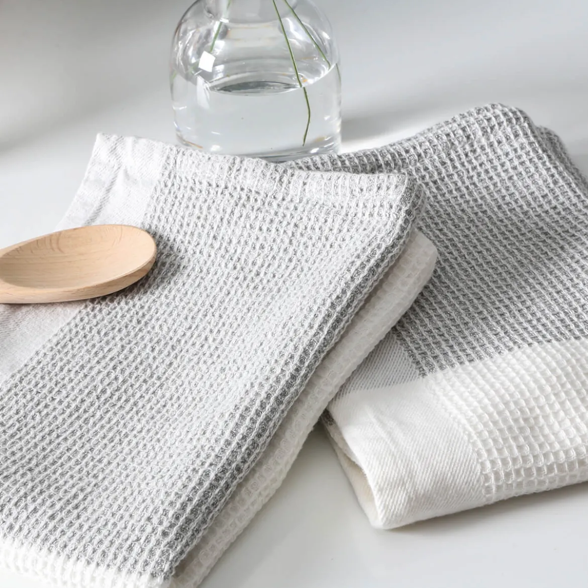 Duo Grey Waffle Tea Towel Set of 2