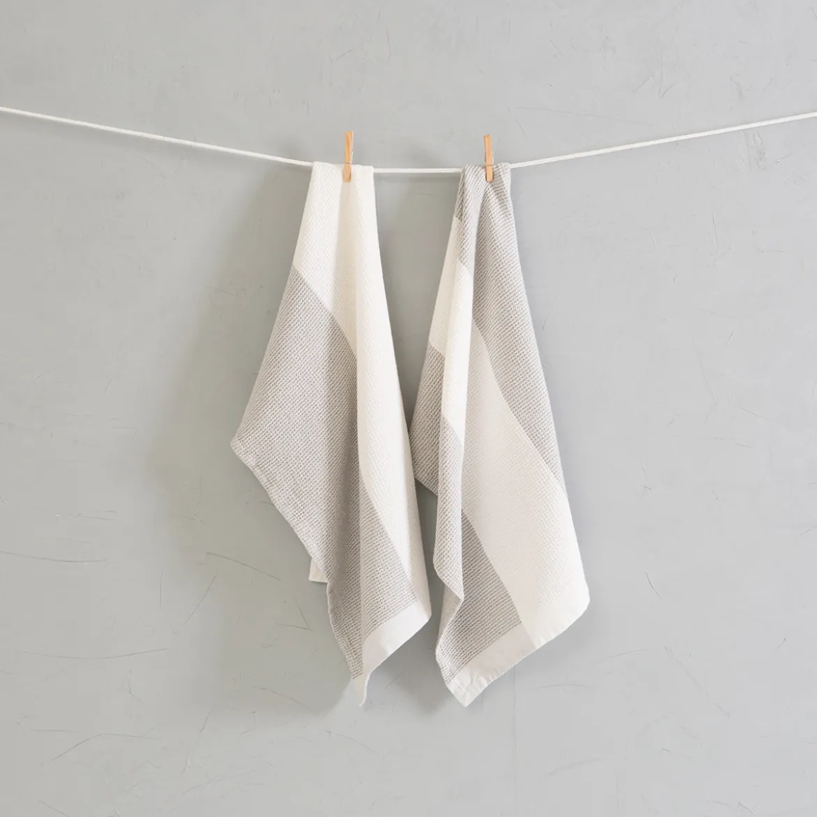 Duo Grey Waffle Tea Towel Set of 2