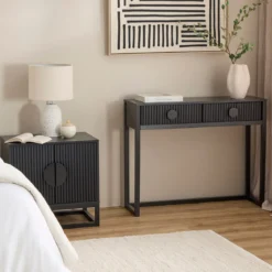 Dutton Black Bedside Table