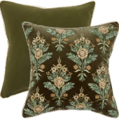 Elaris Floral Embroidered Velvet Cushion