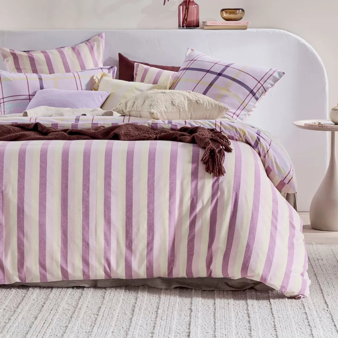 Ellah Reversible Check/Stripe Quilt Cover Set