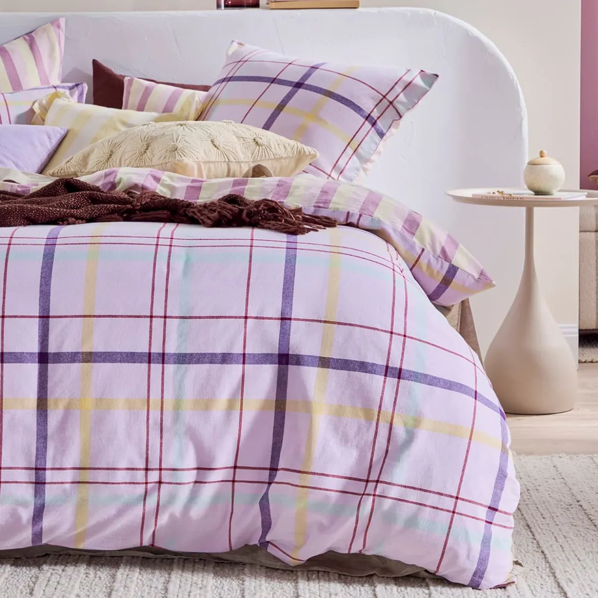 Ellah Reversible Check/Stripe Quilt Cover Set
