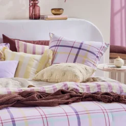 Ellah Reversible Check/Stripe Quilt Cover Set