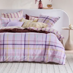Ellah Reversible Check/Stripe Quilt Cover Set