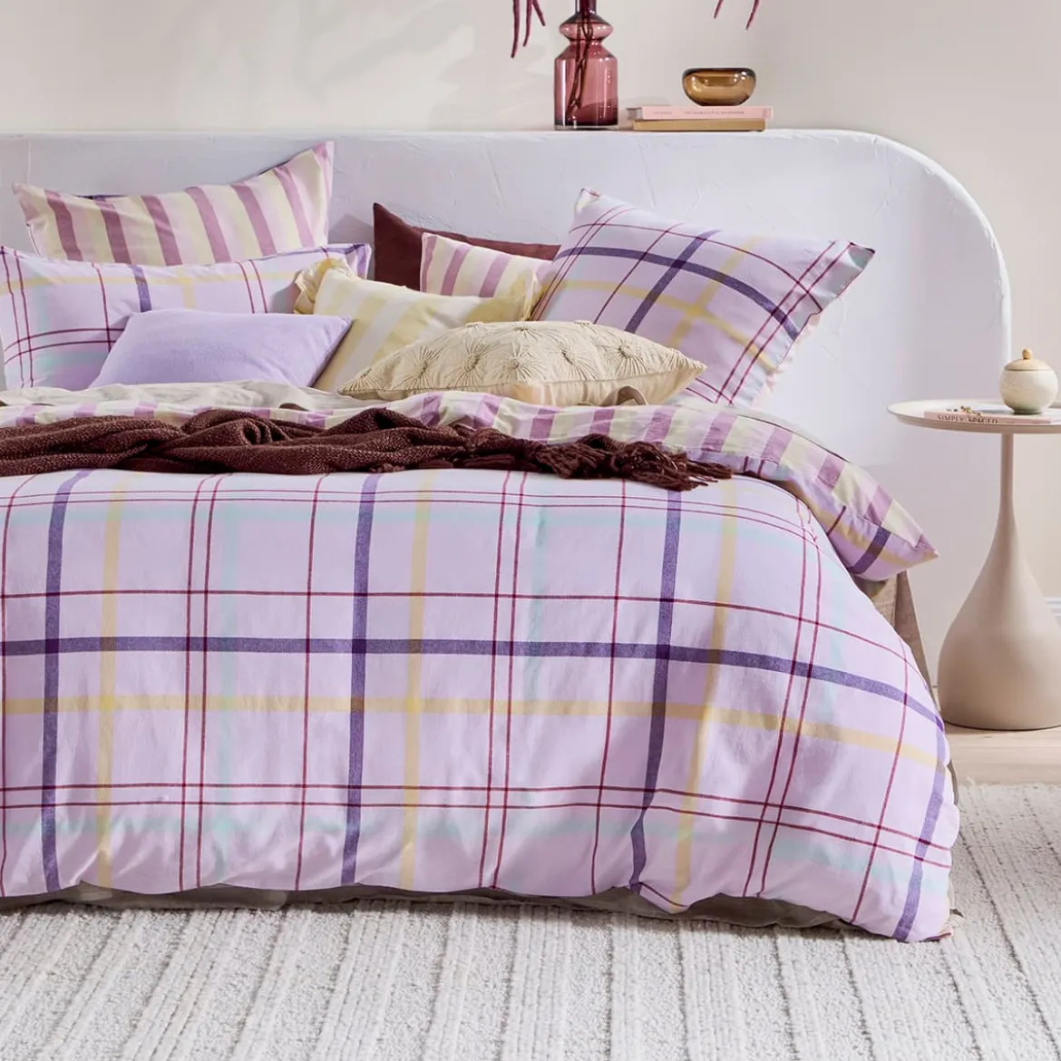 Ellah Reversible Check/Stripe Quilt Cover Set
