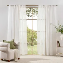 Ellie Bow Embroidered Sheer Curtain Set of 2