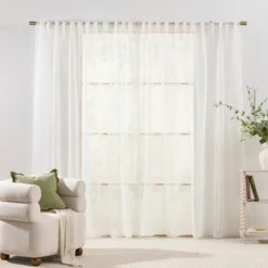 Ellie Bow Embroidered Sheer Curtain Set of 2