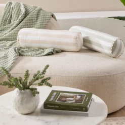 Elsie Striped Scallop Bolster Cushion