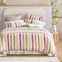 Emerie Reversible Stripe Quilt Cover Set