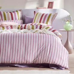 Emerie Reversible Stripe Quilt Cover Set
