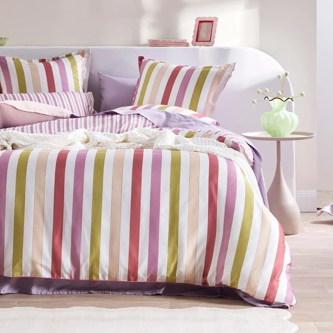 Emerie Reversible Stripe Quilt Cover Set