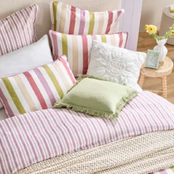 Emerie Reversible Stripe Quilt Cover Set