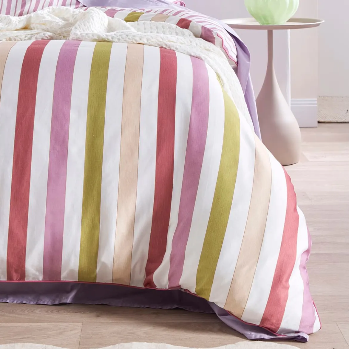 Emerie Reversible Stripe Quilt Cover Set