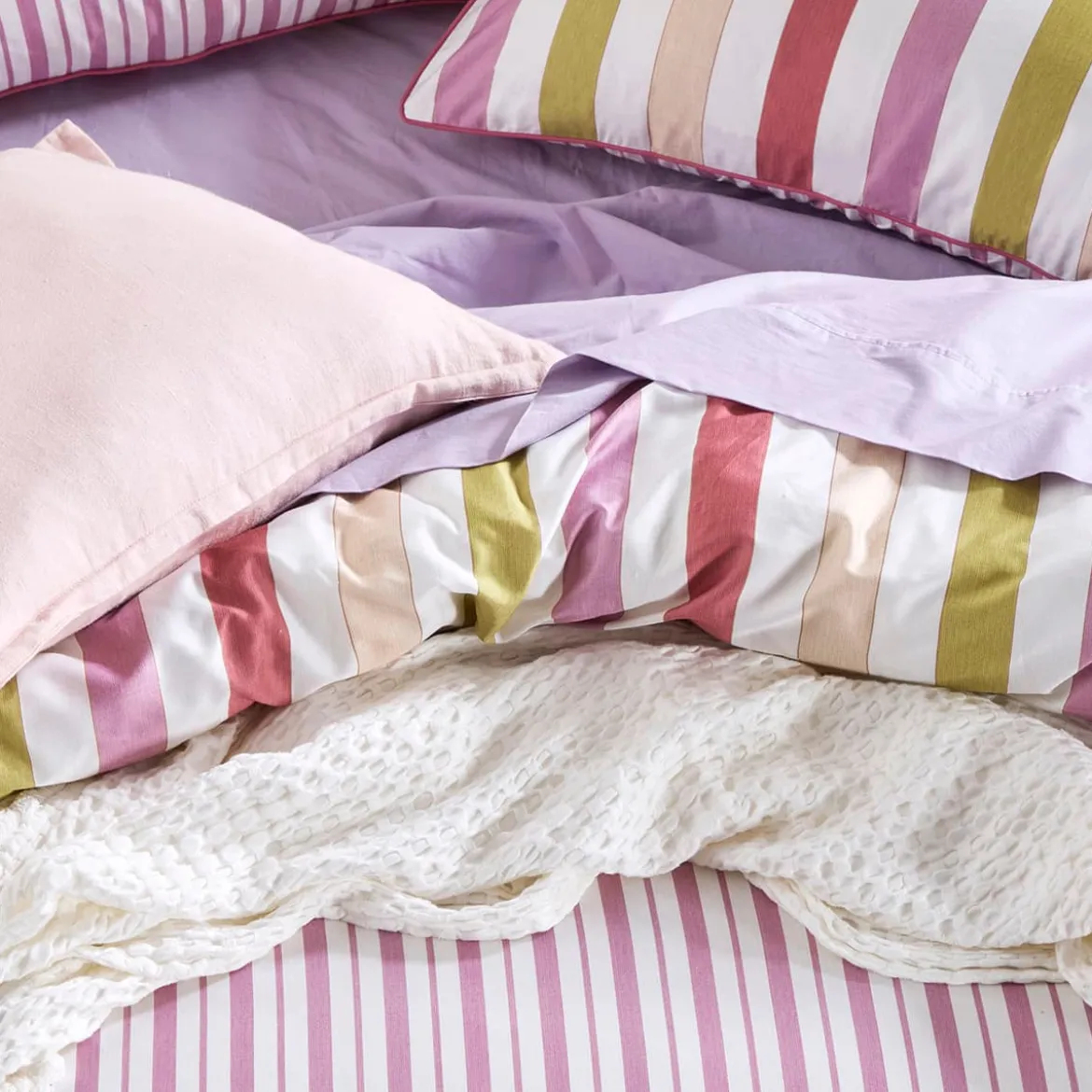Emerie Reversible Stripe Quilt Cover Set