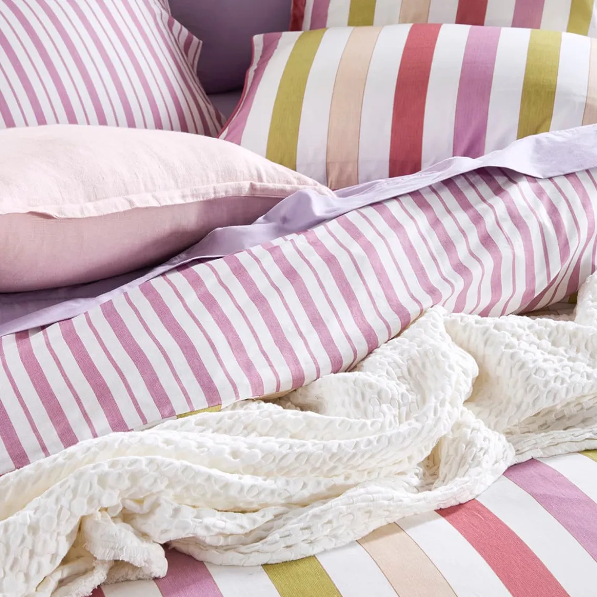 Emerie Reversible Stripe Quilt Cover Set