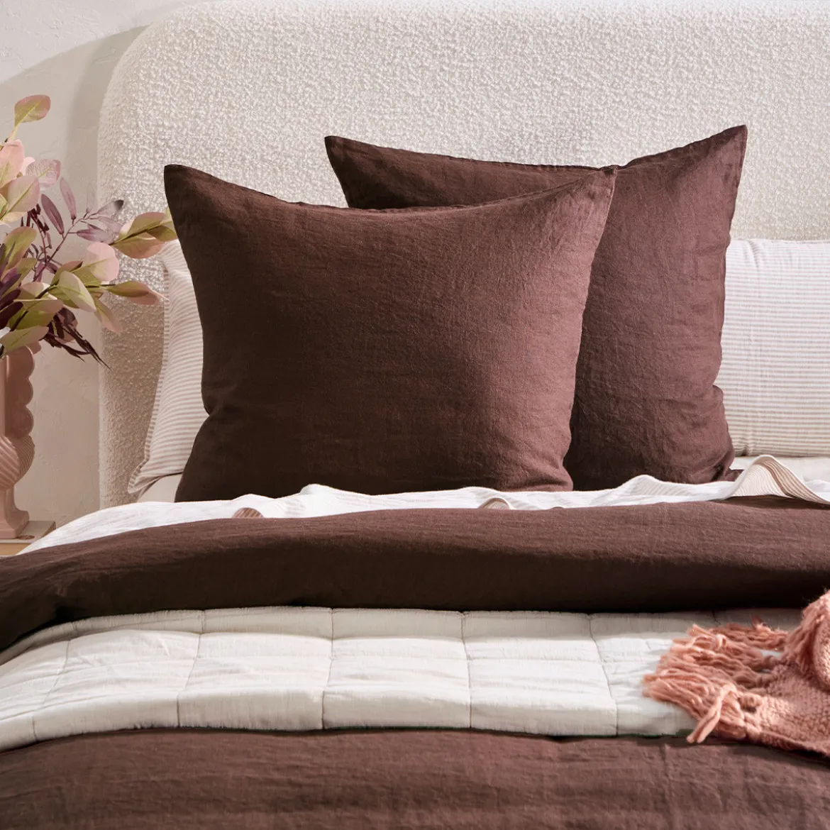 European Linen Chocolate European Pillowcase Pair