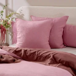 European Linen Rose Pink European Pillowcase Pair