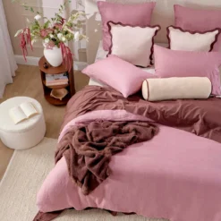 European Linen Rose Pink European Pillowcase Pair