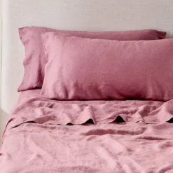European Linen Rose Pink King Pillowcase Pair