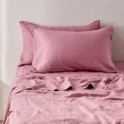European Linen Rose Pink Pillowcase Pair