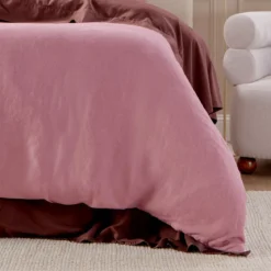 European Linen Rose Pink Quilt Cover Set