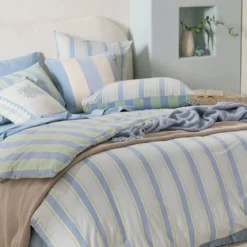 Finn Reversible Stripe Quilt Cover Set