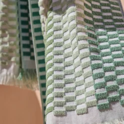 Gaia Green Check Popcorn Beach Towel