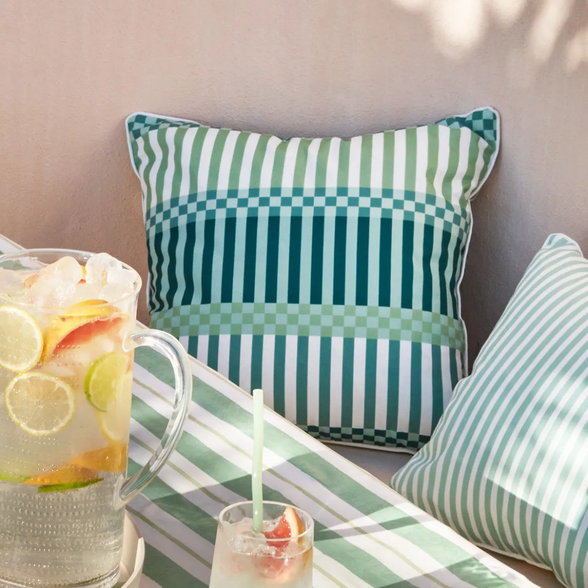 Gaia Green Multi Check Outdoor Cushion
