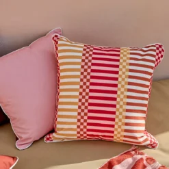 Gaia Pink Multi Check Outdoor Cushion