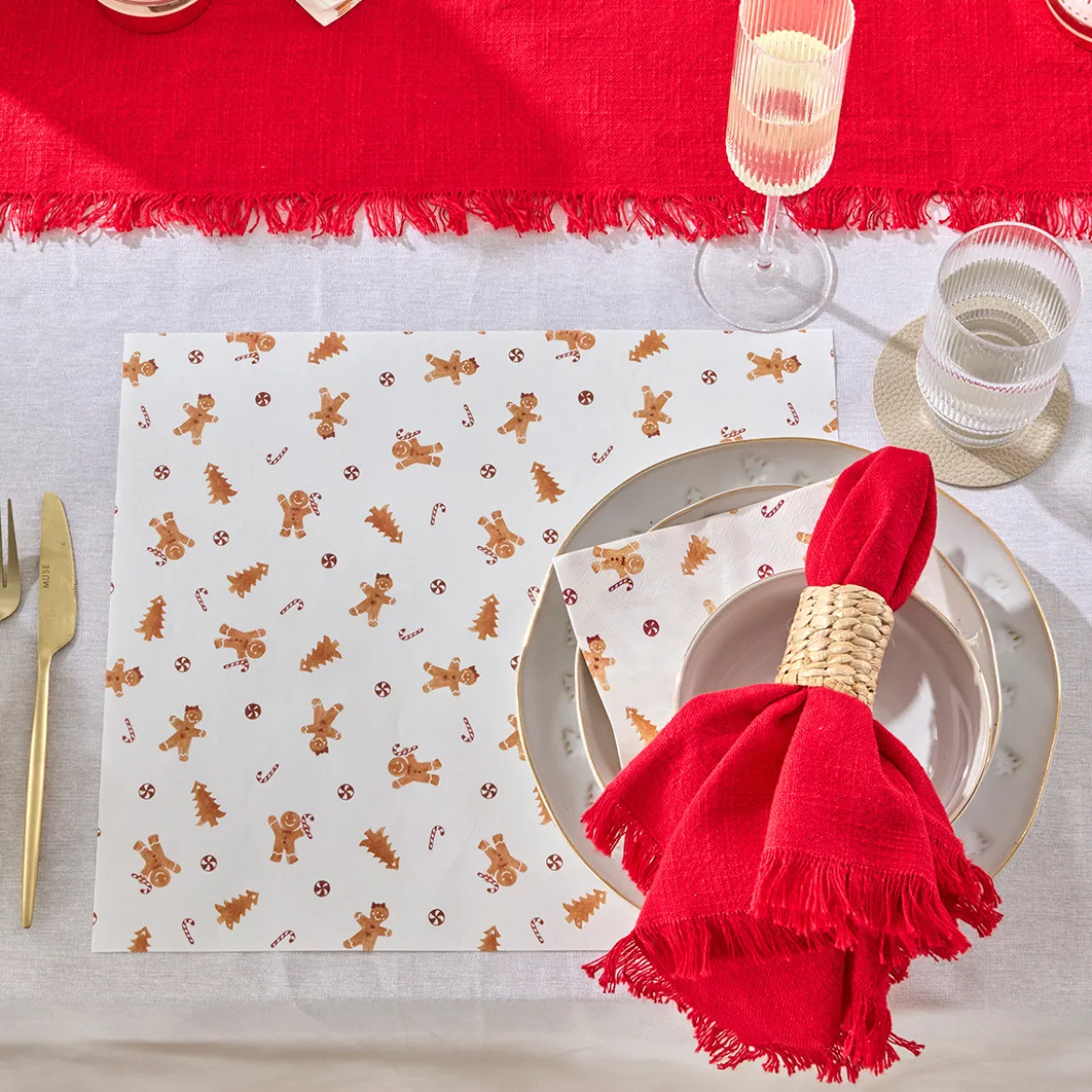 Gingerbread Christmas Paper Placemat 24 Pack