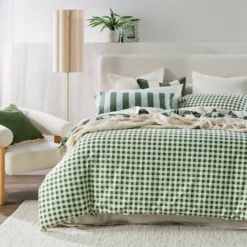 Green Reversible Flannelette Quilt Cover Set