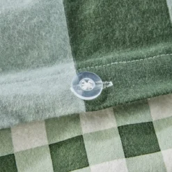 Green Reversible Flannelette Quilt Cover Set