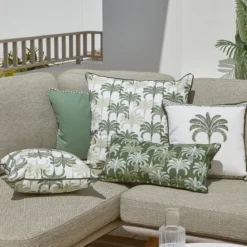 Halcyon Palm with Border Square Outdoor Cushion