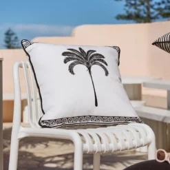 Halcyon Palm with Border Square Outdoor Cushion
