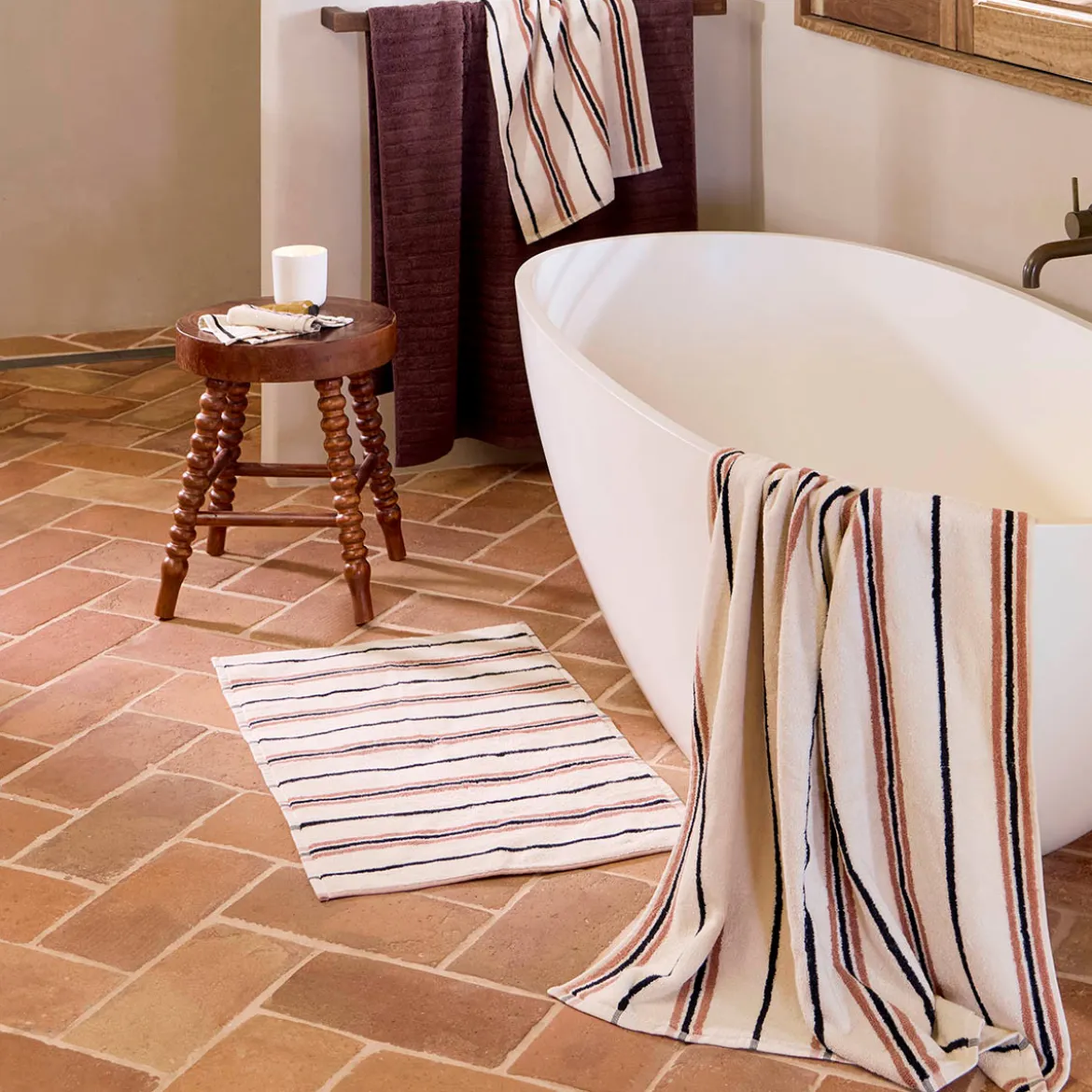 Harley Natural & Black Stripe Bath Mat