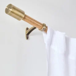 Jordan Brass Oak Veneer Extendable Rod Set