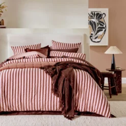 Jordan Stripe Blush Quilt Cover Set