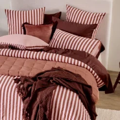 Jordan Stripe Blush Quilt Cover Set