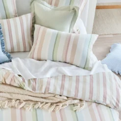 Junie Reversible Stripe Quilt Cover Set