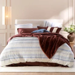 Juniper Stripe Blue Quilt Cover Set