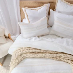 Juniper Stripe Natural Quilt Cover Set