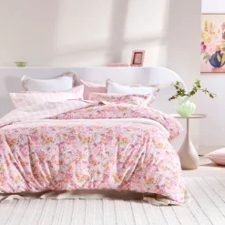 Kaeli Reversible Floral/Stripe Quilt Cover Set