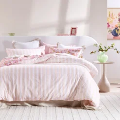 Kaeli Reversible Floral/Stripe Quilt Cover Set