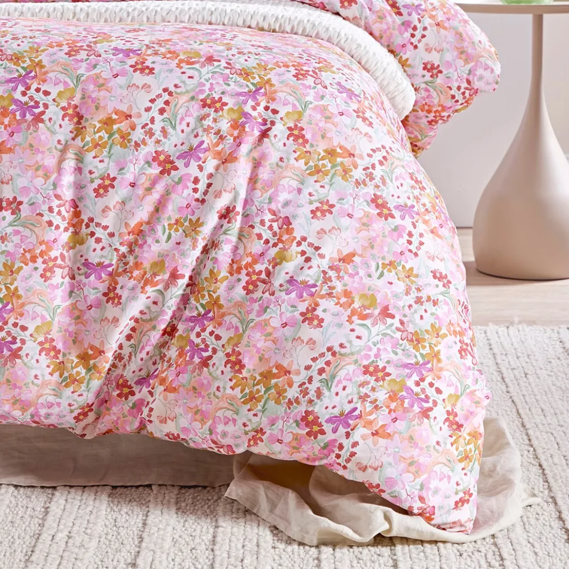 Kaeli Reversible Floral/Stripe Quilt Cover Set