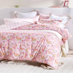 Kaeli Reversible Floral/Stripe Quilt Cover Set