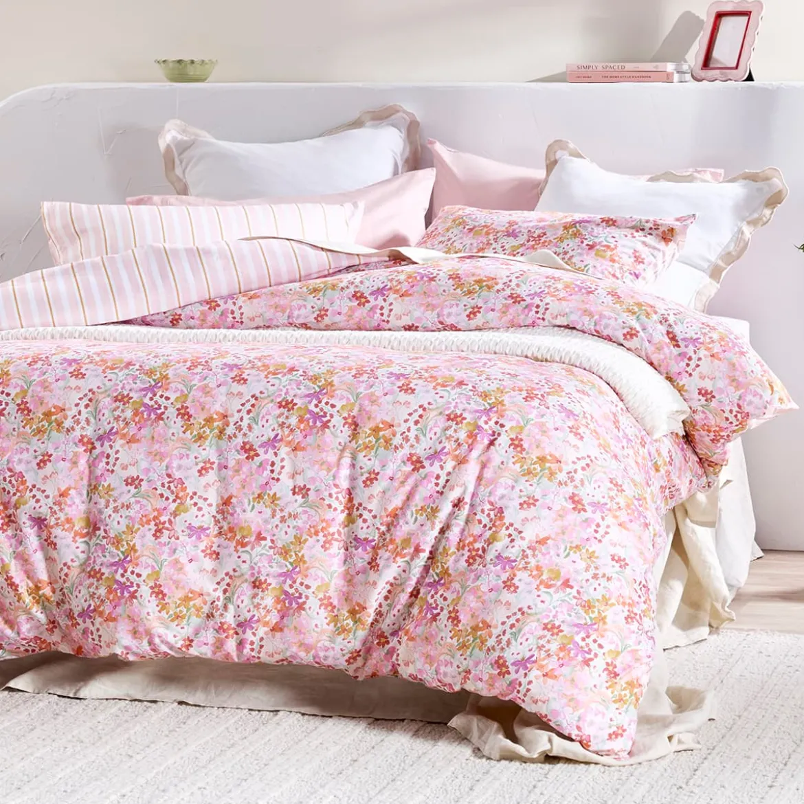 Kaeli Reversible Floral/Stripe Quilt Cover Set