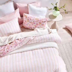 Kaeli Reversible Floral/Stripe Quilt Cover Set