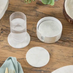 Layla Capiz Coaster Set of 6 with Holder