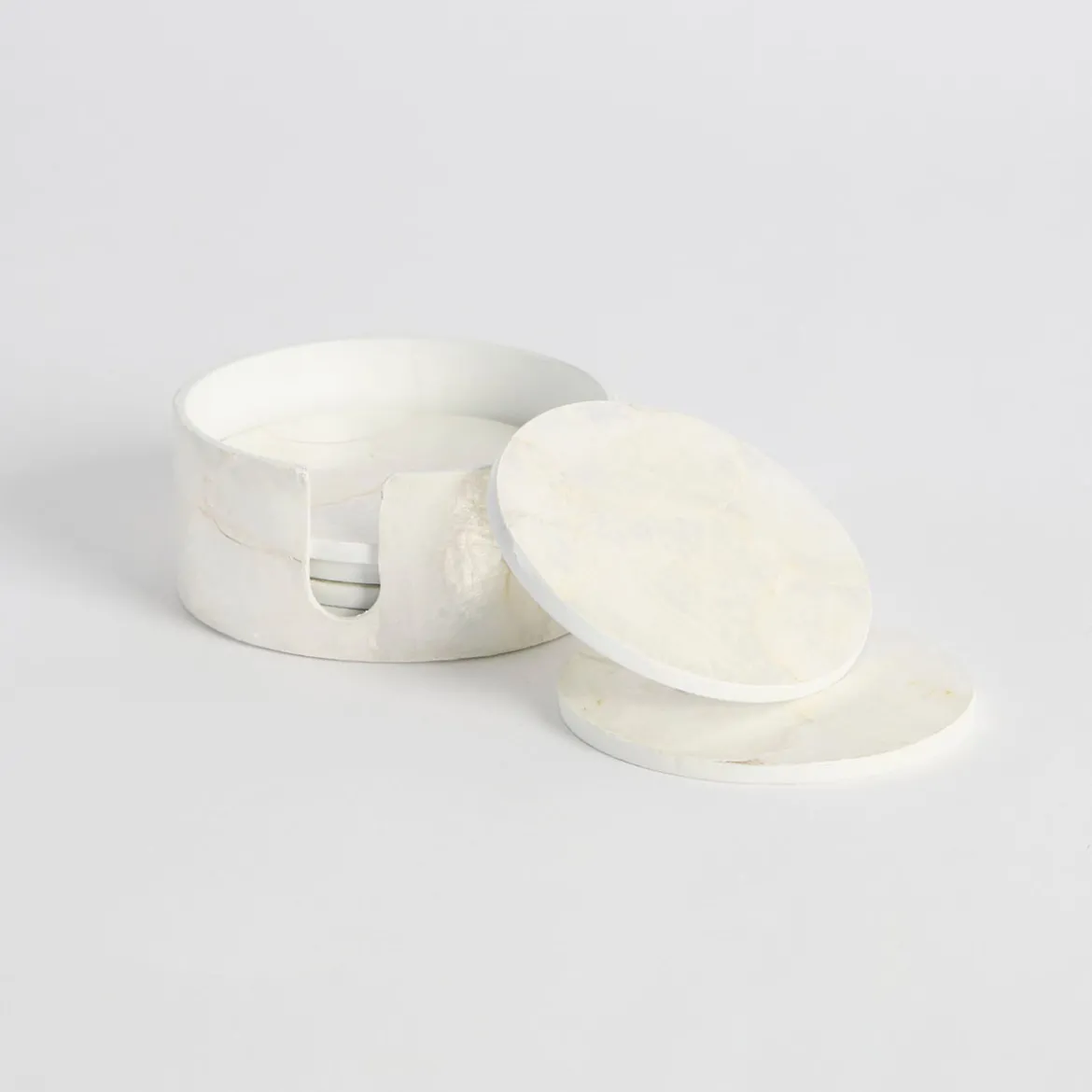 Layla Capiz Coaster Set of 6 with Holder