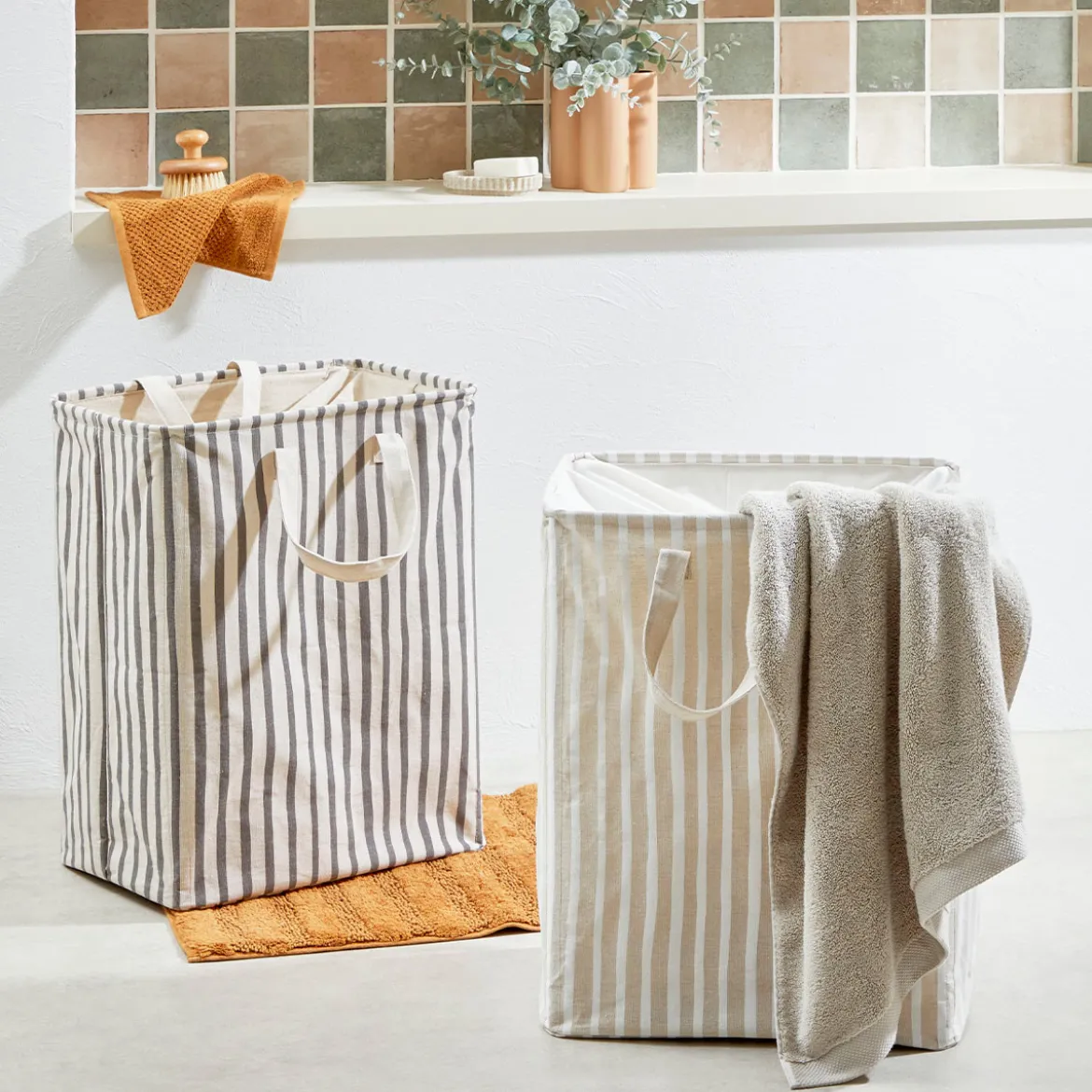 Lennon Stripe Laundry Hamper